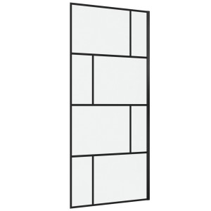 Aurlane Duschwand Walk-In Bricks, 90x195cm, mit schwarzem Rahmen und Glasfeldern im Rechteck-Design.