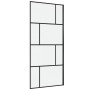 Aurlane Duschwand Walk-In Bricks, 90x195cm, mit schwarzem Rahmen und Glasfeldern im Rechteck-Design.
