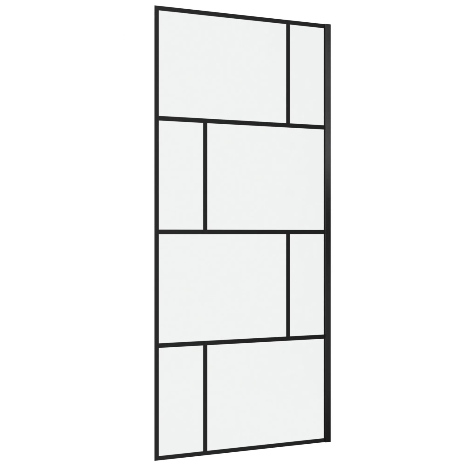 Aurlane Duschwand Walk-In Bricks, 90x195cm, mit schwarzem Rahmen und Glasfeldern im Rechteck-Design.