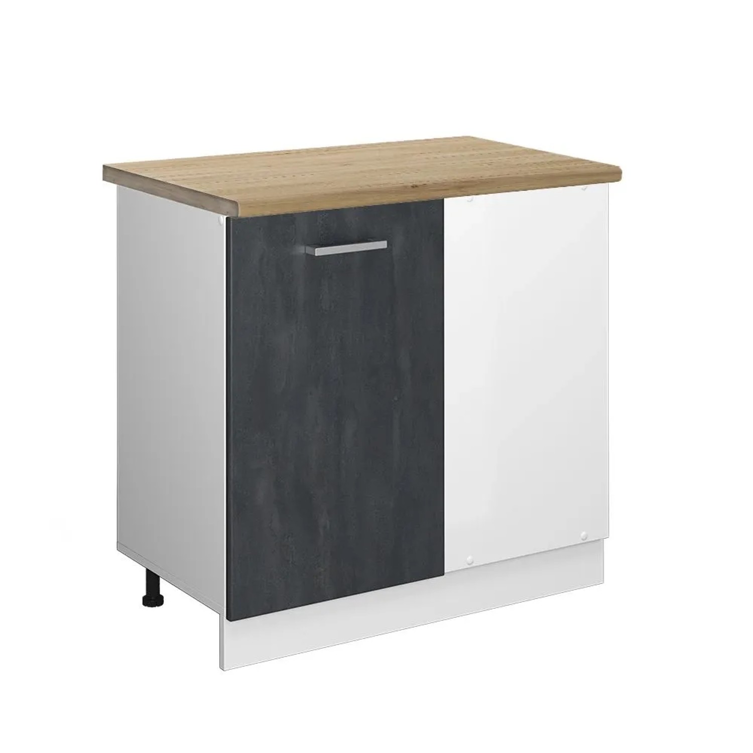 Vicco Eckunterschrank R-Line Küchen Eckschrank Schwarz Beton Weiß 86 cm AP Eiche