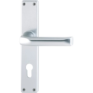 Alufarbene Hoppe Langschild-Garnitur London PZ für Zimmertüren (37-47mm)