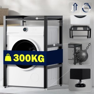 Schwarzes DELUKE Stapelgestell für Waschmaschine/Trockner, Tragkraft 300kg.
