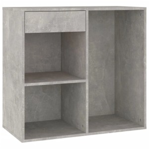 Betongrauer Kosmetikschrank (80x40x75 cm) aus Holzwerkstoff mit Schublade und Fächern.