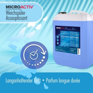Microactiv Weichspüler Classic Blue, 4 x 10l Kanister für langanhaltende Frische.