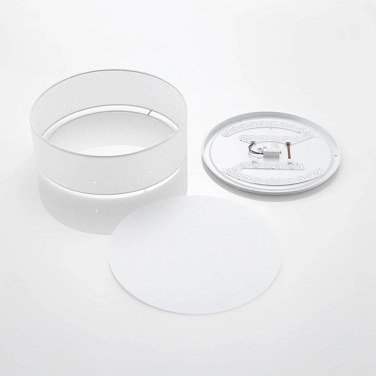 Lindby LED Deckenleuchte Ellamina, weiße Textil-Leuchte (Einzelteile).