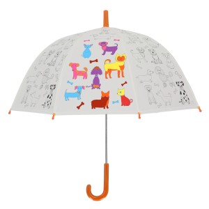 Esschert Ausmalregenschirm mit Hunde-Motiven zum Bemalen für Kinder.