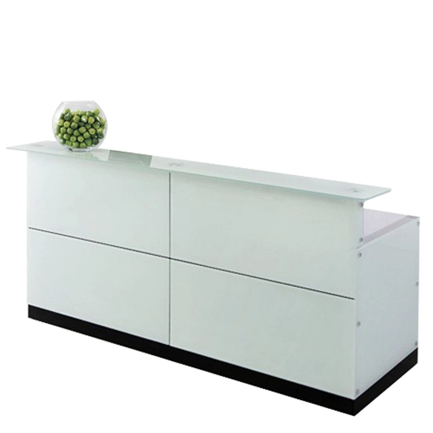 Jet-Line Empfangstheke Davos in Weiß mit Edler Glasfront 220x70x105 cm günstig online kaufen