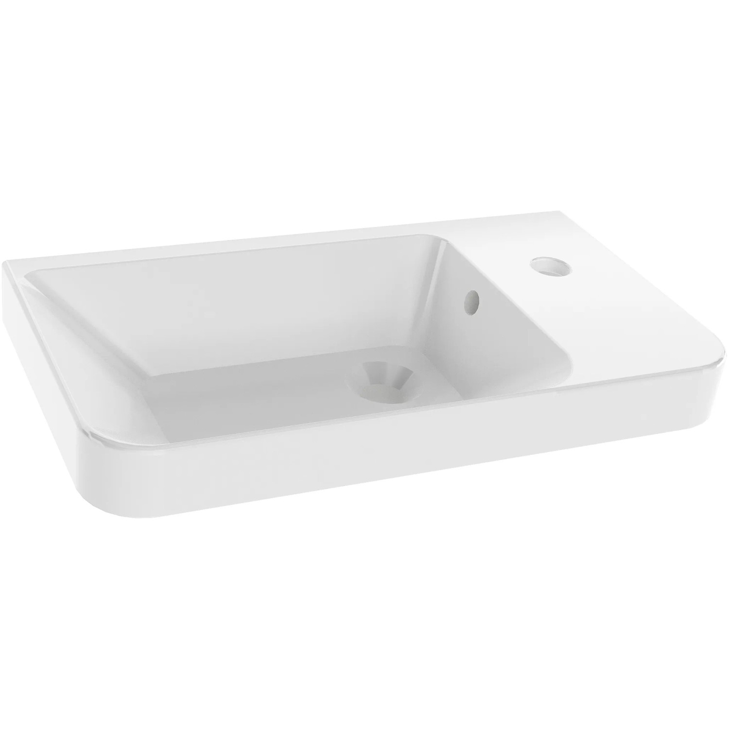 Fackelmann Keramik-Waschbecken Milano, 55 cm, weiß, für Gäste-WC mit Überlauf.