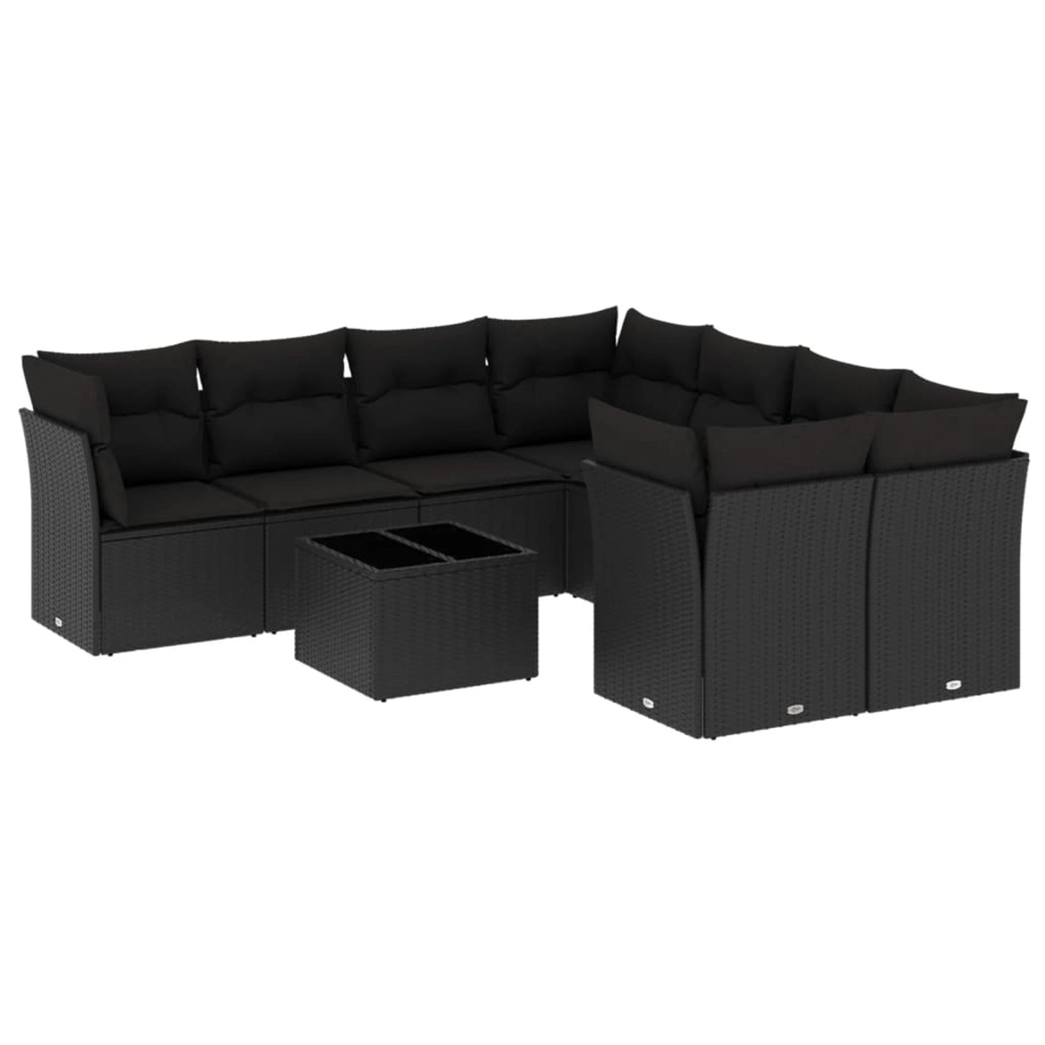 vidaXL 9-Tlg Garten-Sofagarnitur mit Kissen Schwarz Poly Rattan 3249154 günstig online kaufen