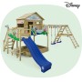 Blauer Wickey Disney Spielturm mit Rutsche, Schaukel und Klettergerüst für Kinder.