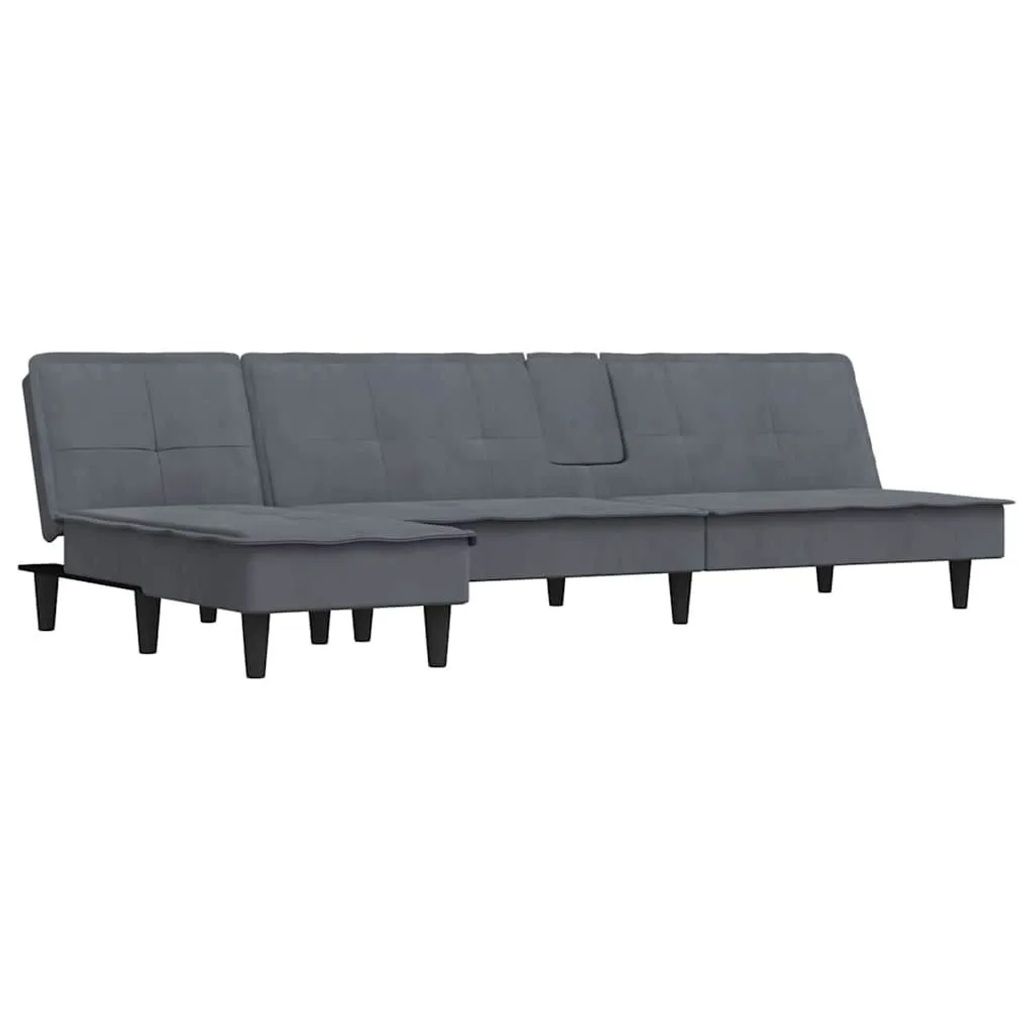 vidaXL Schlafsofa in L-Form Dunkelgrau 255x140x70 cm Samt 3157261 günstig online kaufen