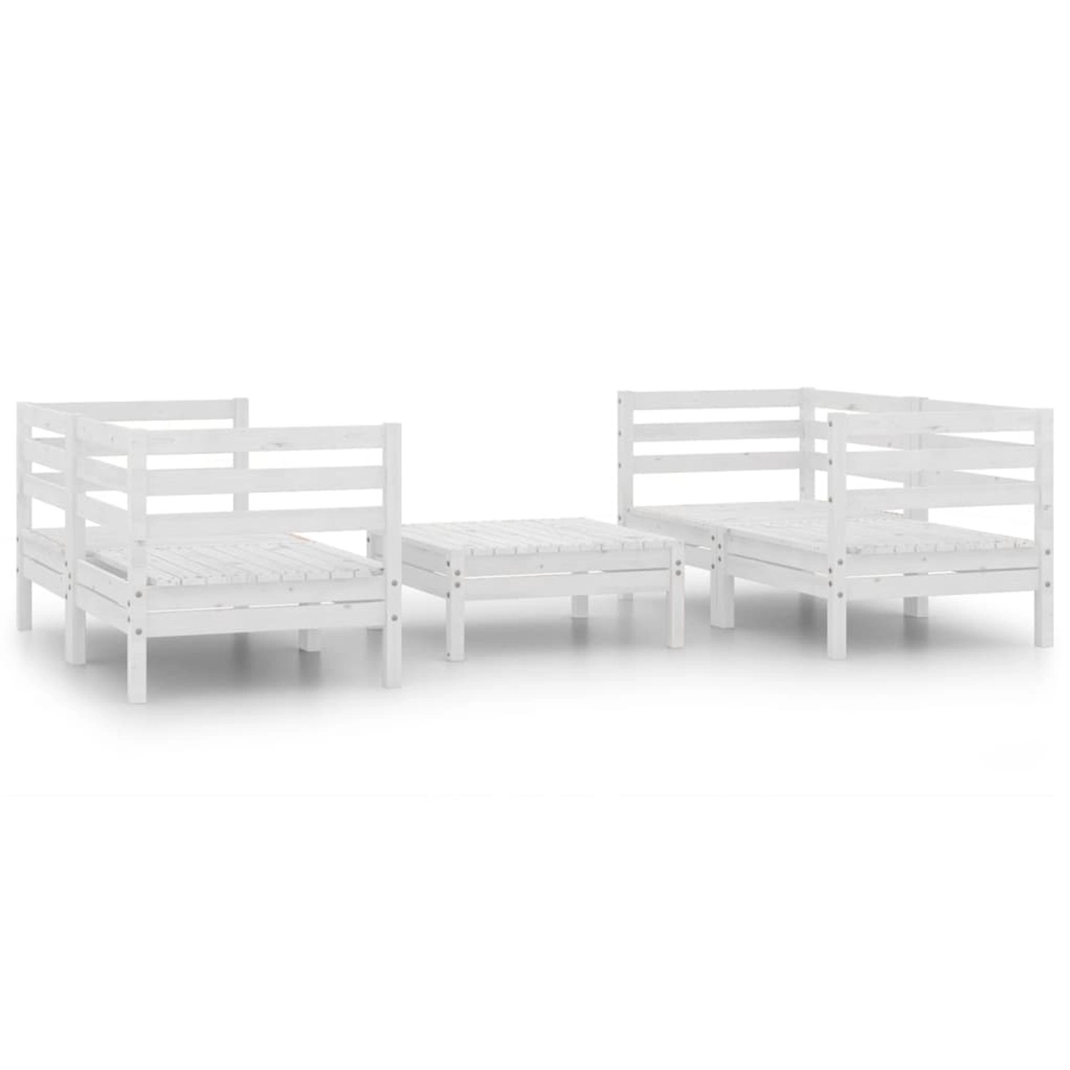 vidaXL 5-Tlg Garten-Lounge-Set Weiß Kiefer Massivholz 3082398 günstig online kaufen