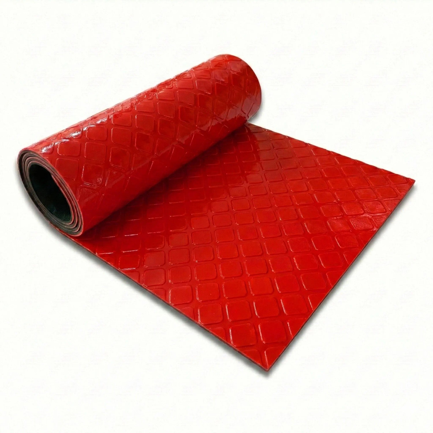 Floordirekt PVC-Bodenbelag Check Quadra Rutschfest Quadrat-Optik Rot 110 x 300 cm