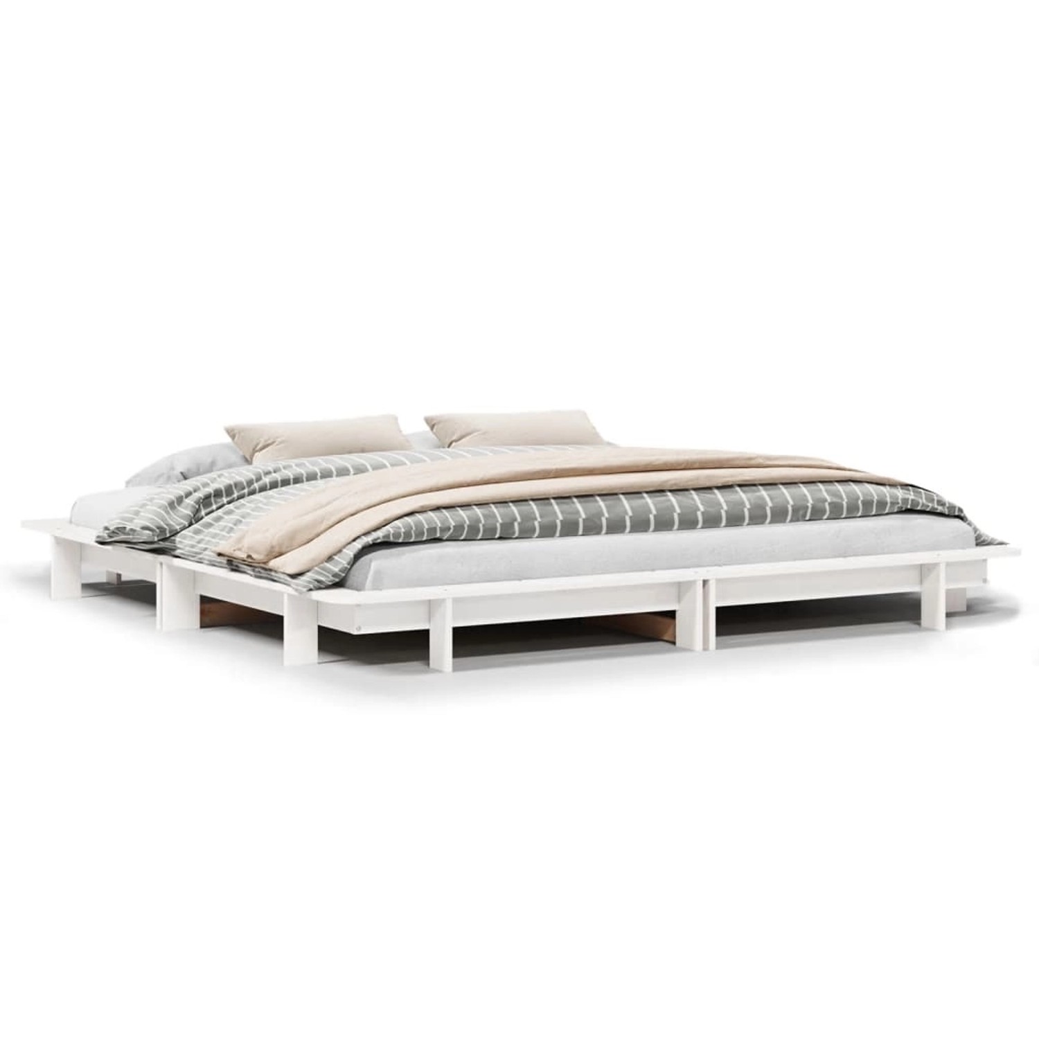 vidaXL Massivholzbett ohne Matratze Weiß 200x200 cm Kiefernholz 3302262 günstig online kaufen