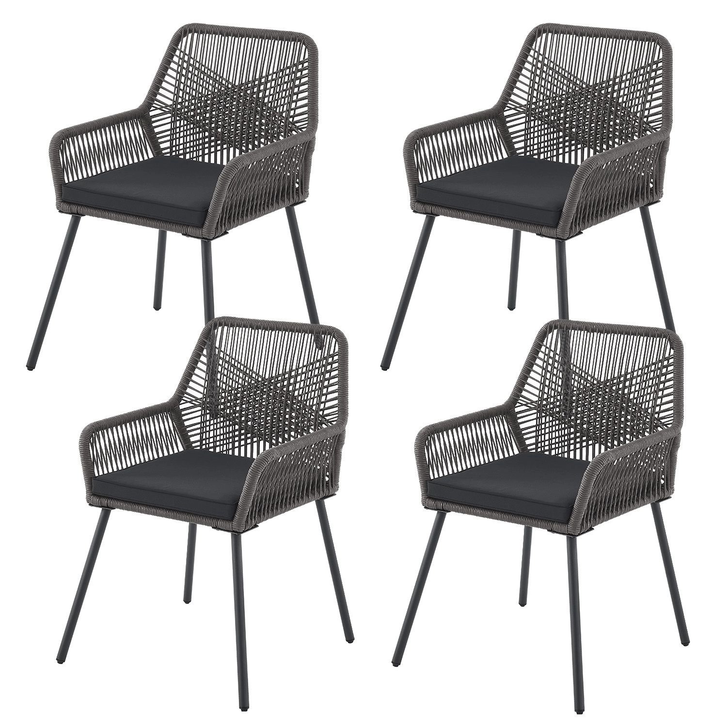 Juskys Rope Gartenstühle Kastos 4er Set Grau günstig online kaufen