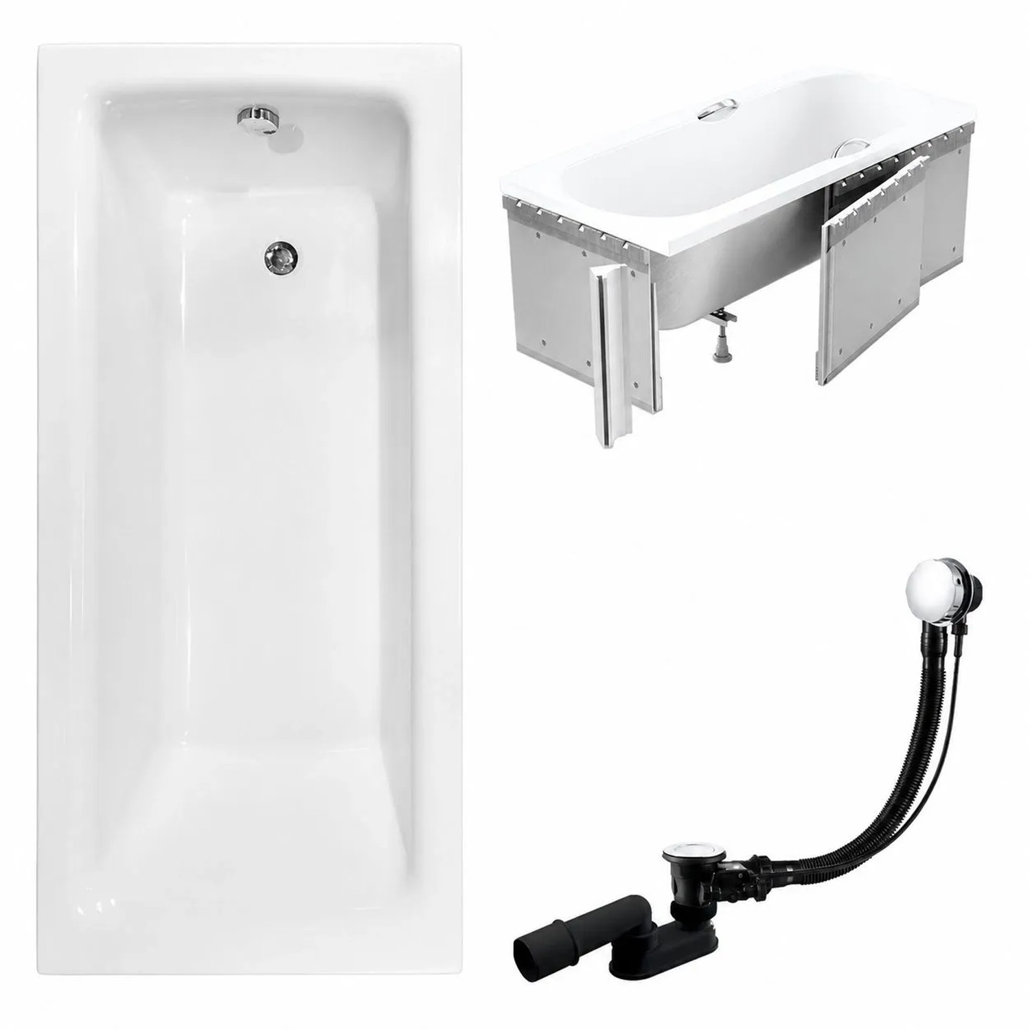 KOLMAN Badewanne Rechteck 150 x 70 Cm Mit Styroporverkleidung Inkl. Ablauf Und Füße