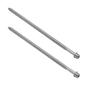 Zwei verzinkte Zambelli Schraubstifte DN80 für Rohrschellen zur Dachentwässerung.