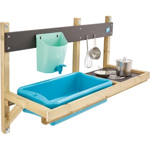 TP Toys Deluxe Kinderspielküche aus Holz mit Spüle, Herdplatten und Zubehör.