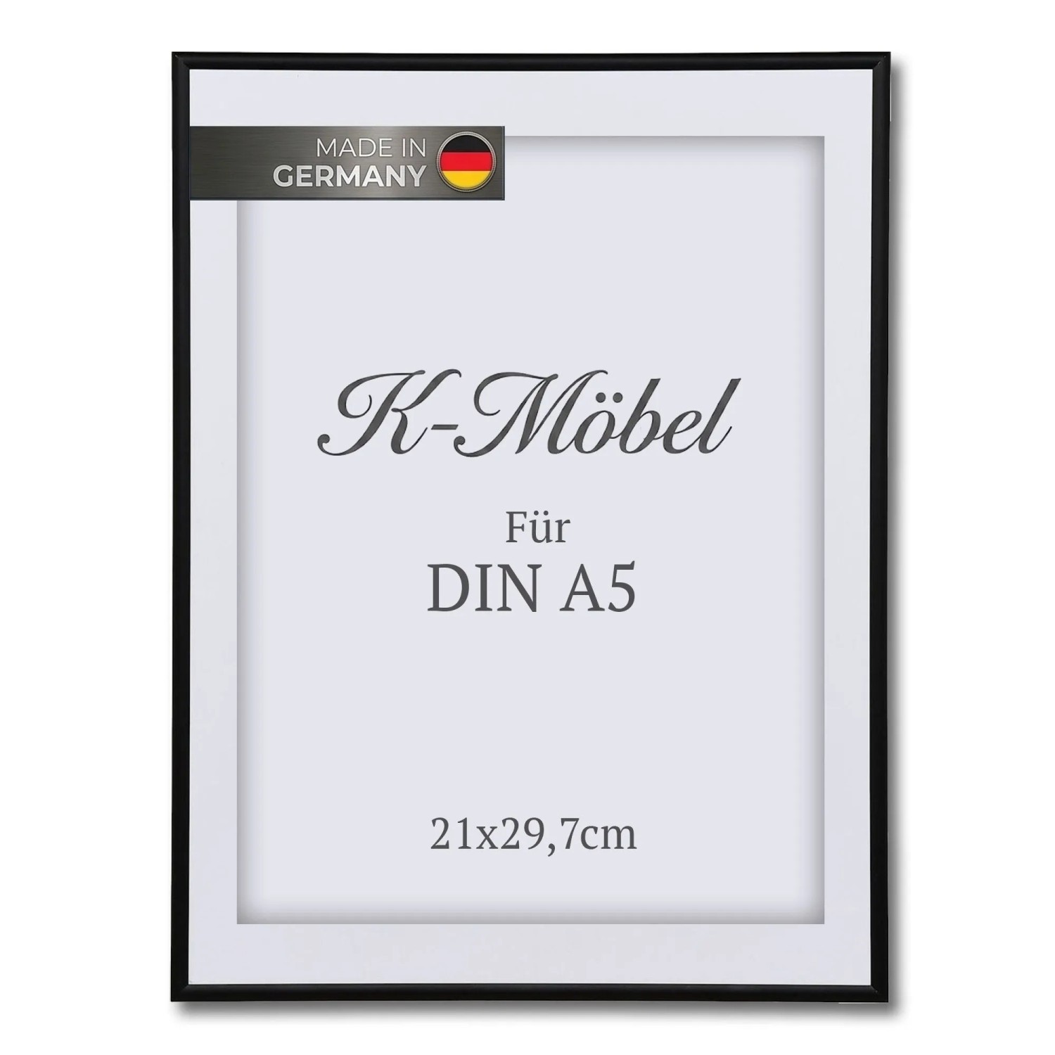 K-Möbel Aluminium Bilderrahmen DIN A5 mit Passepartout