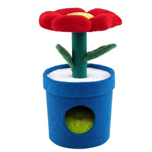 Costway Süßer Katzenbaum mit Katzenhöhle mit Blumen-Plattform Blau & Rot