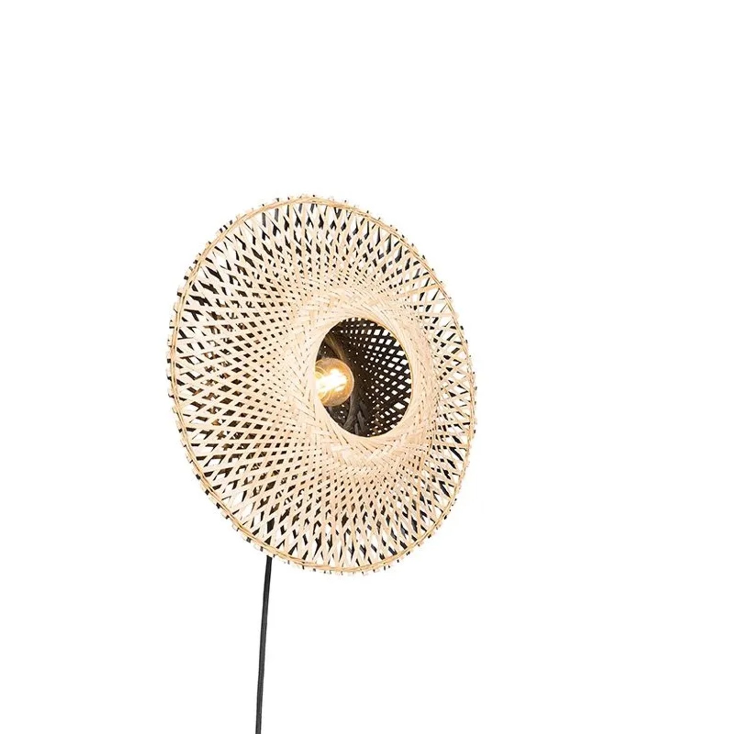 QAZQA Orientalische Wandleuchte Rattan 35 cm mit Stecker Rina