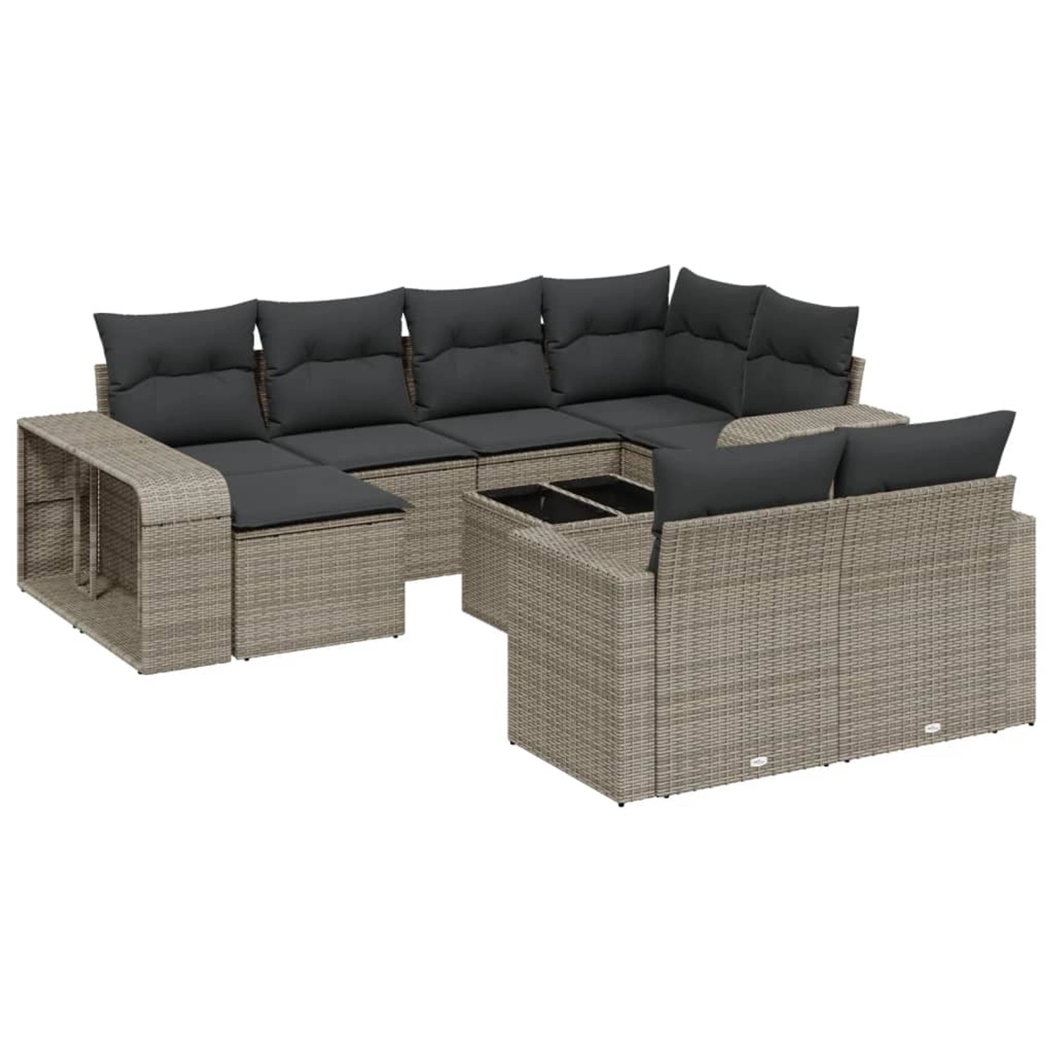 vidaXL 11-Tlg Garten-Sofagarnitur mit Kissen Grau Poly Rattan 3228910 günstig online kaufen