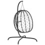 Anthrazitfarbener vidaXL Hängesessel Ei aus Polyrattan mit Stahlgestell.