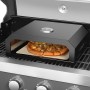EL Fuego Pizzaaufsatz schwarz auf Grill mit Pizza. Grillutensil mit Thermometer.