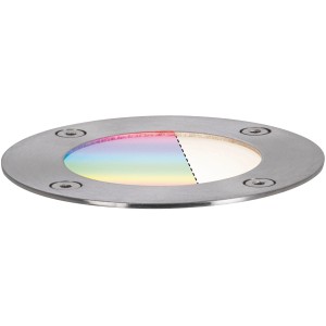 Paulmann Plug & Shine Bodeneinbaustrahler RGBW, runde Außenleuchte mit Farbwechsel.