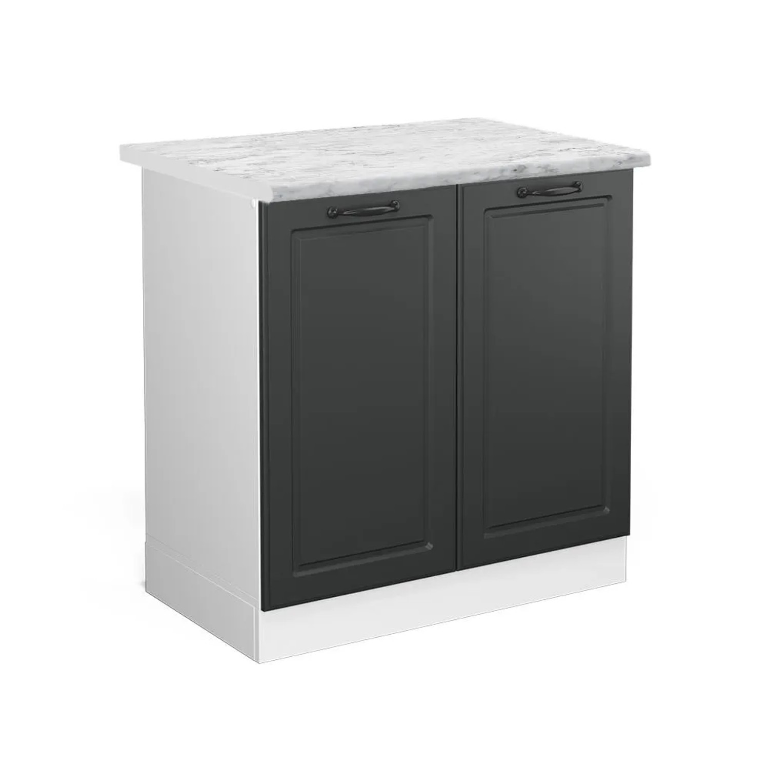 Vicco Spülenunterschrank R-Line Anthrazit Landhaus Weiß 80 cm AP Marmor