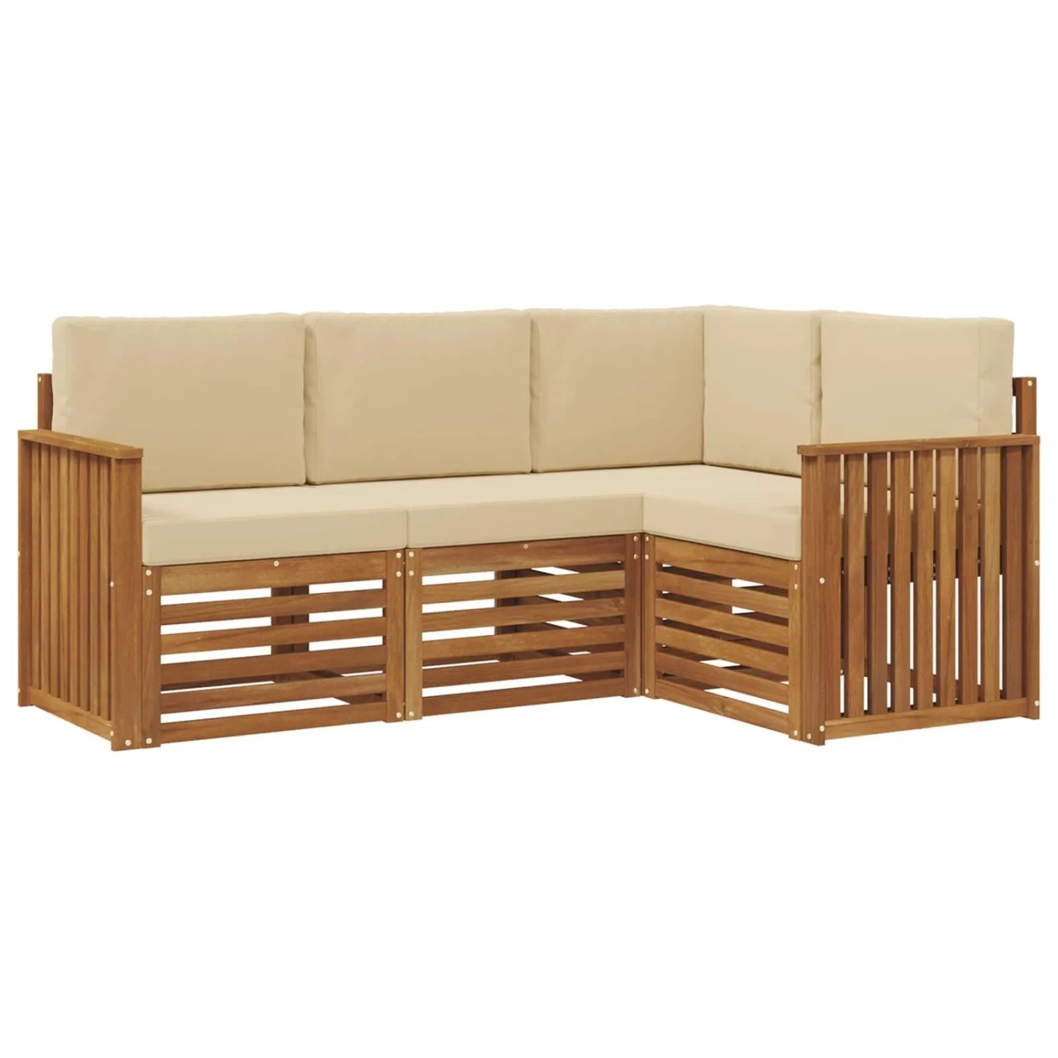 vidaXL Sofagarnituren 4 Tlg Natur und Beige Massivholz Akazie 3374728