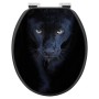 Anthrazit WC-Sitz mit Absenkautomatik und Motiv einer schwarzen Raubkatze (Nora).