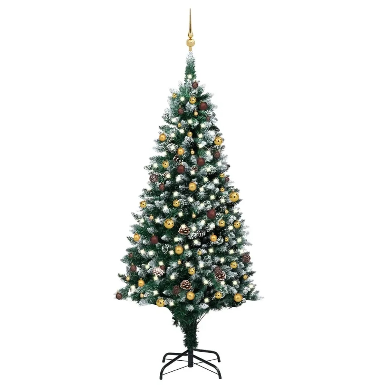 vidaXL Künstlicher Weihnachtsbaum mit LEDs Kugeln   Zapfen 240 cm