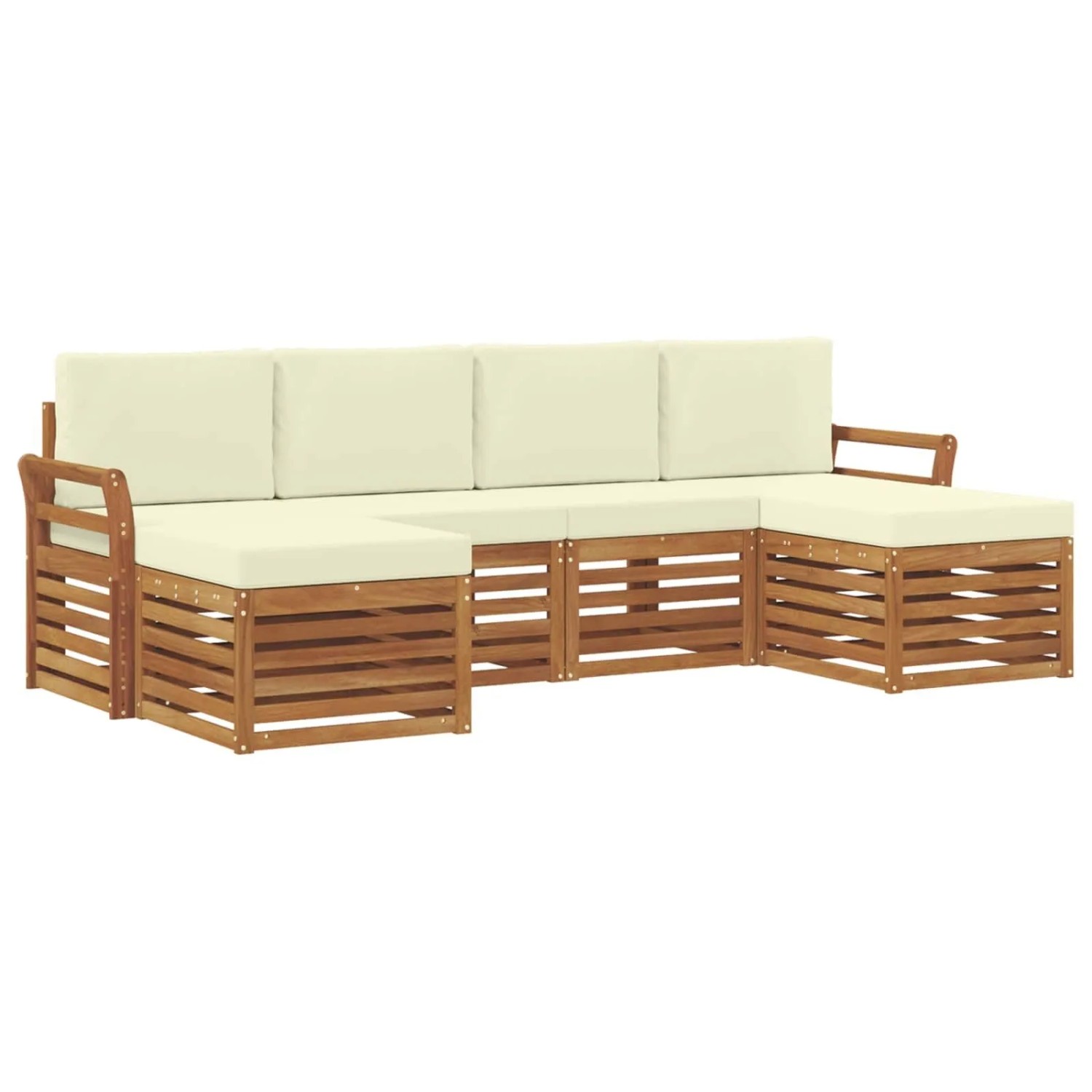 vidaXL Sofagarnituren 6 Tlg Natur und Creme Massivholz Akazie 3375250