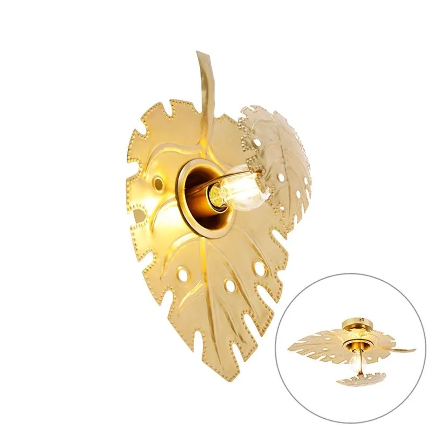QAZQA Design Wandleuchte Antik Gold Carballo