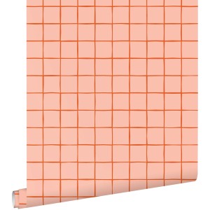 ESTAhome Tapete Karomuster Pfirsichrosa 50 x 900 cm