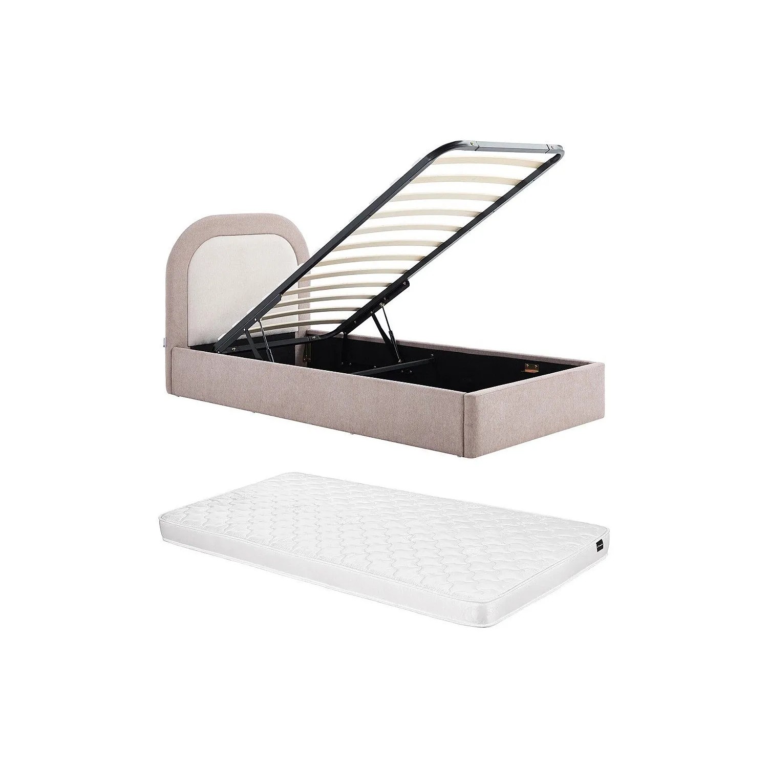 Vente-unique Bett Mit Bettkasten Idono Taupe  Beige 101 cm
