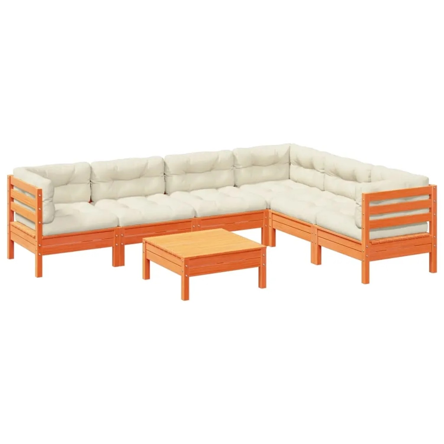 vidaXL 7-Tlg Garten-Sofagarnitur mit Kissen Wachsbraun Kiefernholz 3299471 günstig online kaufen