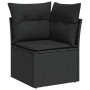 Schwarzes Ecksofa aus Polyrattan mit Kissen, Teil der 7-tlg. vidaXL Garten-Sofagarnitur.