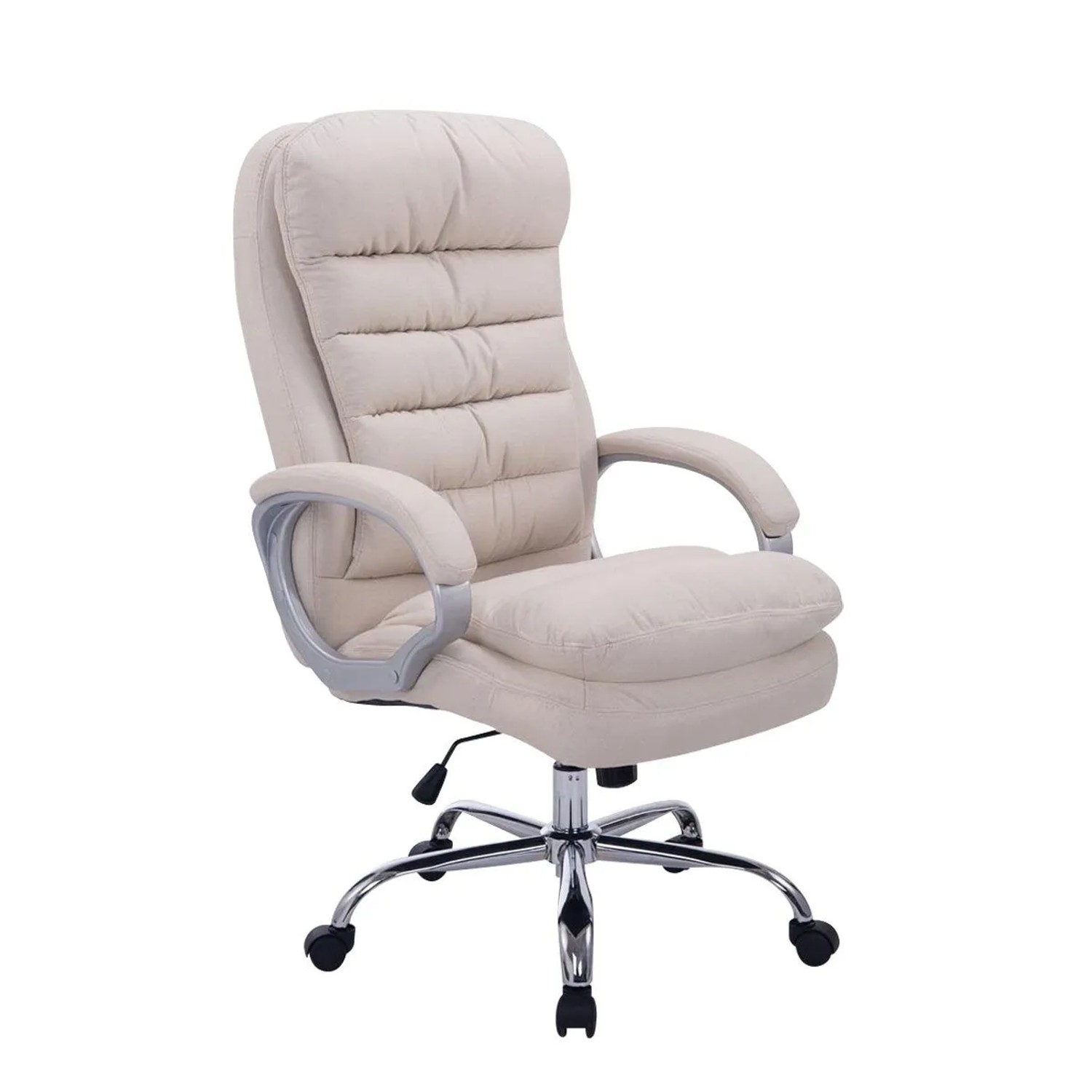 DELUKE Bürostuhl SOUK Stoff 116x68x77 Creme Stoff Metall In Chromoptik Gestell Ergonomische Bürostühle Homeoffice Stuhl