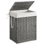 Grauer Songmics Wäschesammler Eliott (90 l) mit Deckel und herausnehmbarem Wäschesack.