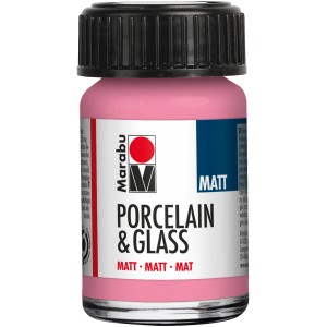 Marabu Starter-Set Porzellanfarbe & Glasfarbe Matt 15ml, Rosa.