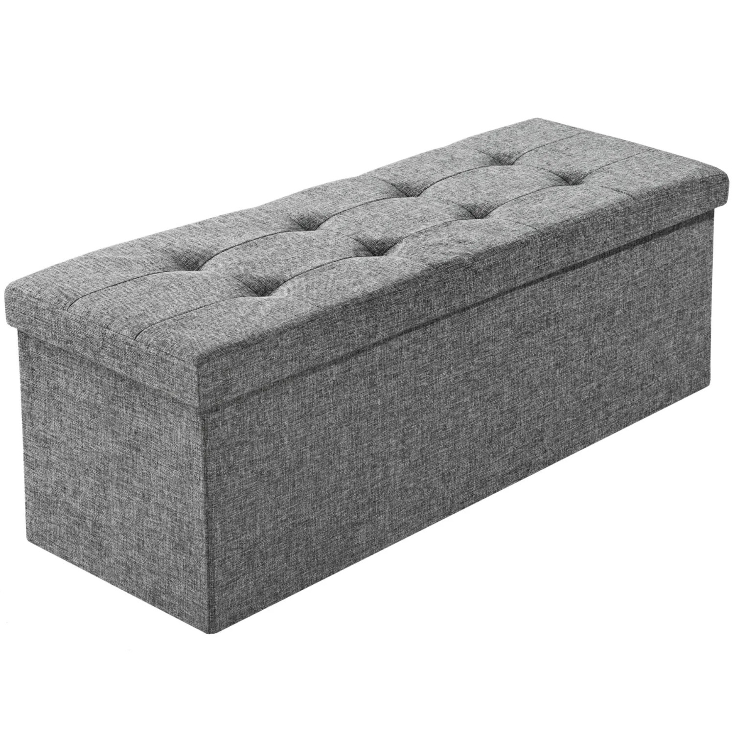 Tectake Sitzhocker Mit Stauraum  Faltbar 110 x 38 x 38 cm  110 x 38 x 38 cm Hellgrau