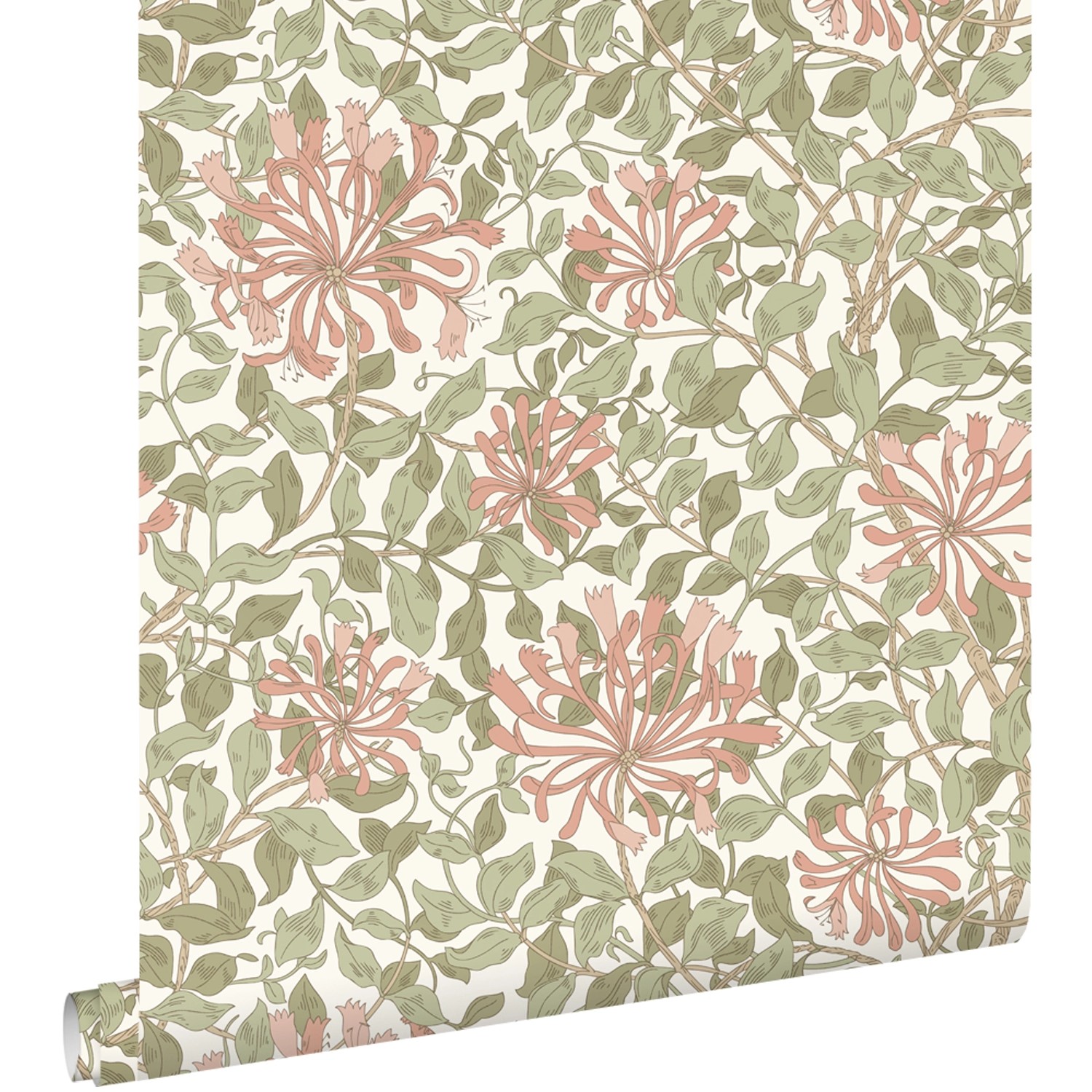 ESTAhome Tapete Blumen Graugrün und Terrakotta 50 x 900 cm günstig online kaufen