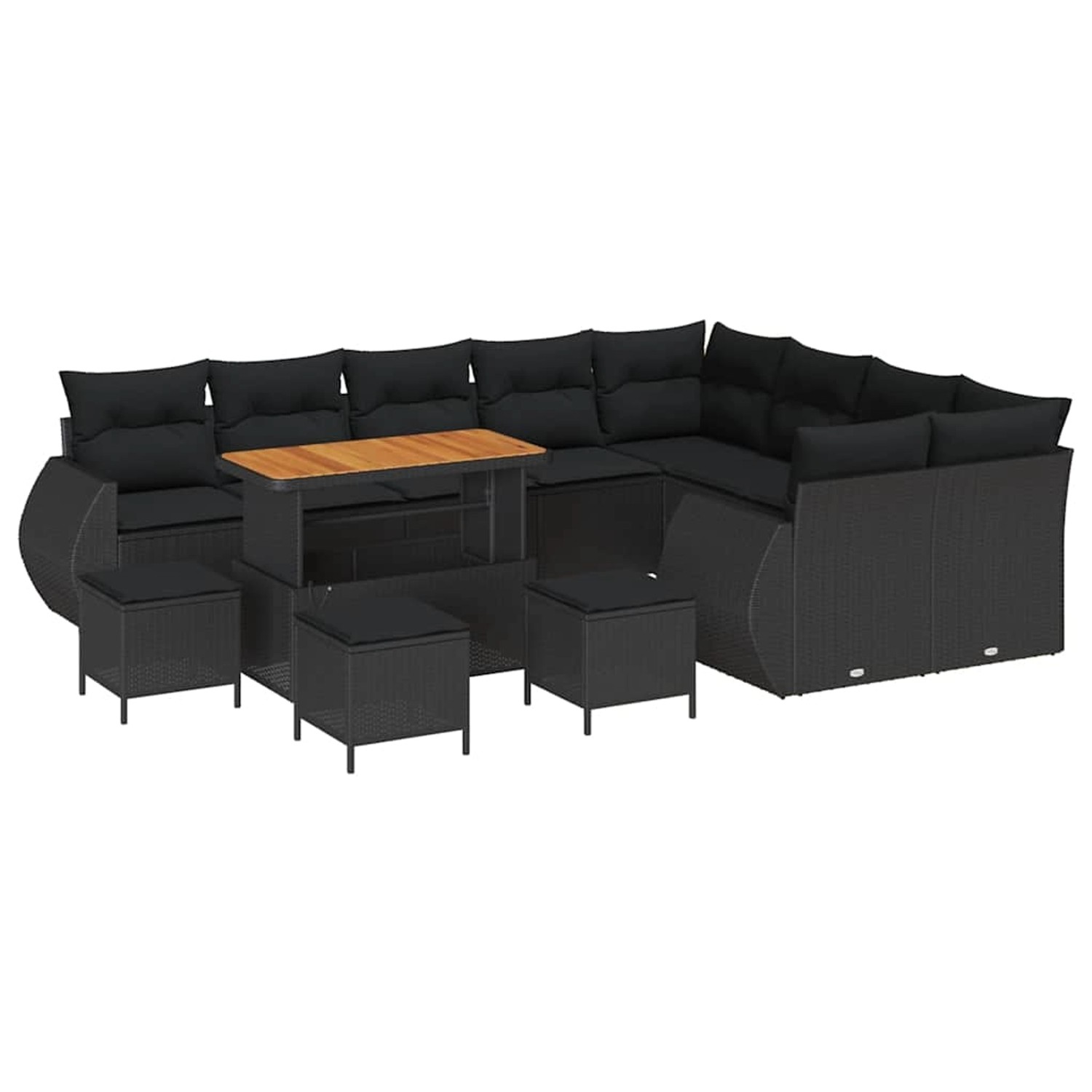 vidaXL Garten-Sofa-Set 13-Tlg Schwarz Poly Rattan 3361919 günstig online kaufen