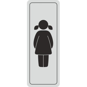 Türschild "Frau" in Silbergrau, 12x4,5cm, aus robustem PVC für Innen- und Außenbereich.