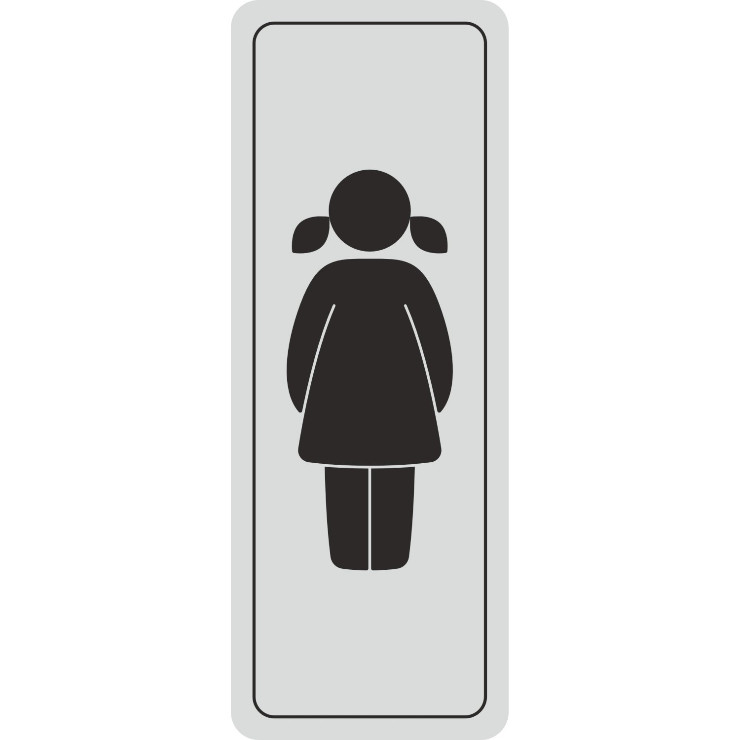 Türsschild Frau 12 cm x 4,5 cm Hard-PVC Silbergrau