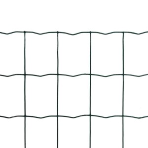 Dunkelgrünes PVC-beschichtetes Schweißgitter für Gartenzaun. Robustes Maschendraht-Gitter mit quadratischen Maschen.