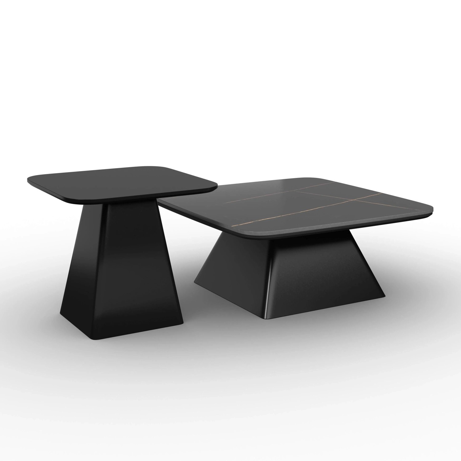 Bessagi Home Couchtisch Thiago Schwarz MDF/Stein 2-er Set