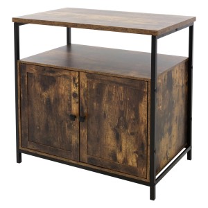 ML-Design Sideboard, 80x80,5 cm, Vintagebraun, Kommode mit 2 Türen und Metallgestell.